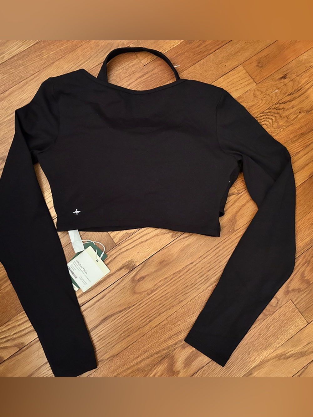 HALARA Black Long-Sleeve Crop Shrug with Built-In Sports Bra - Picture 5 of 7